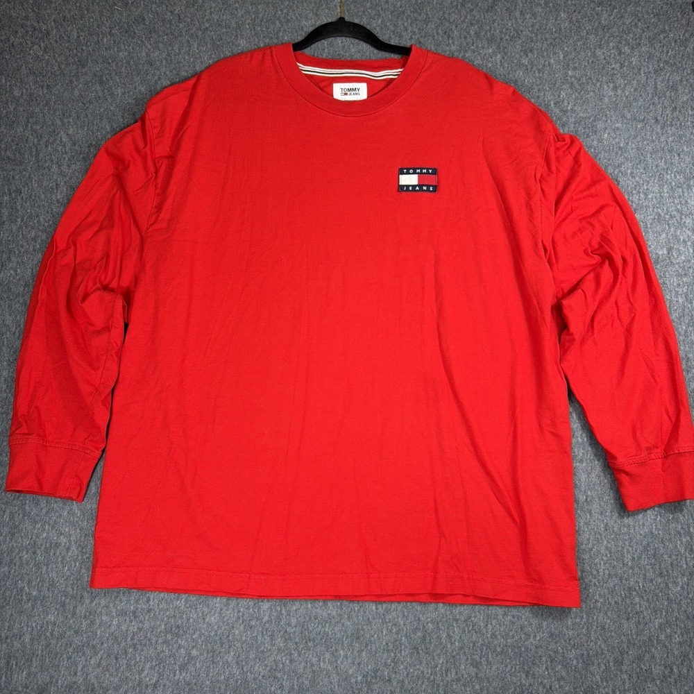 Vintage Tommy Jeans Hilfiger Long Sleeve Shirt Mens Size XXL Red Baggy Y2K